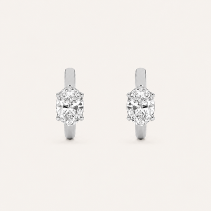 0.50CT Oval Cut Lab Grown Diamond Huggie Cuff Earrings