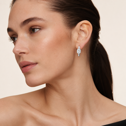 0.50CT Oval Cut Lab Grown Diamond Huggie Cuff Earrings