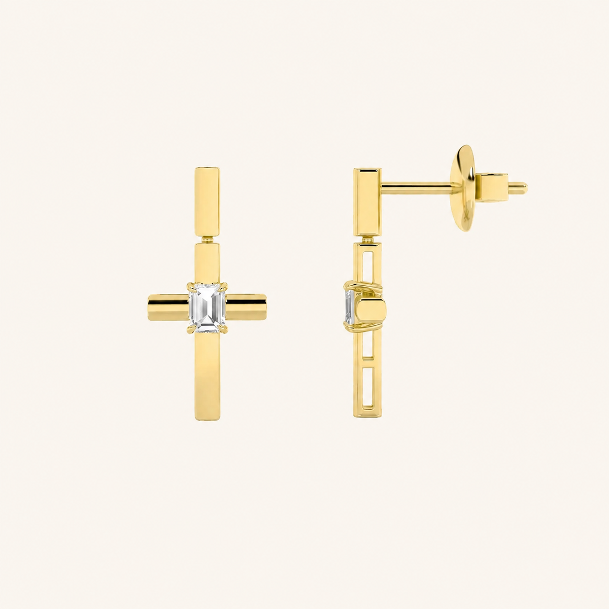 0.50CT Emerald Cut Lab Grown Diamond Cross Earrings