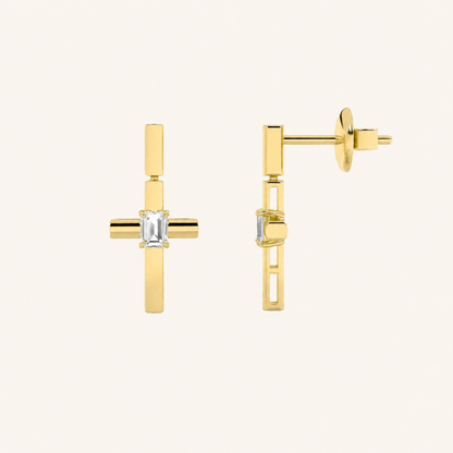 0.50CT Emerald Cut Lab Grown Diamond Cross Earrings