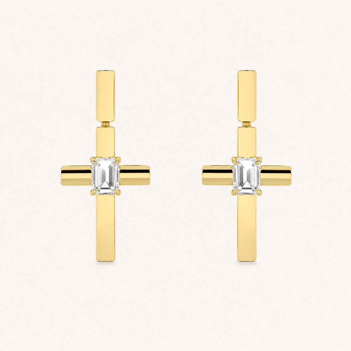 0.50CT Emerald Cut Lab Grown Diamond Cross Earrings