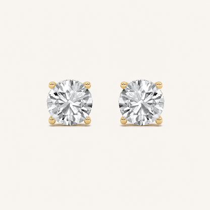 5CT Round Cut Lab Grown Diamond Hidden Halo Stud Earrings