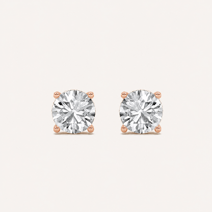 3CT Round Cut Lab Grown Diamond Hidden Halo Stud Earrings