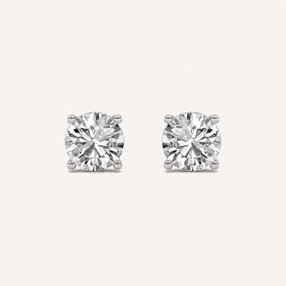 3CT Round Cut Lab Grown Diamond Hidden Halo Stud Earrings