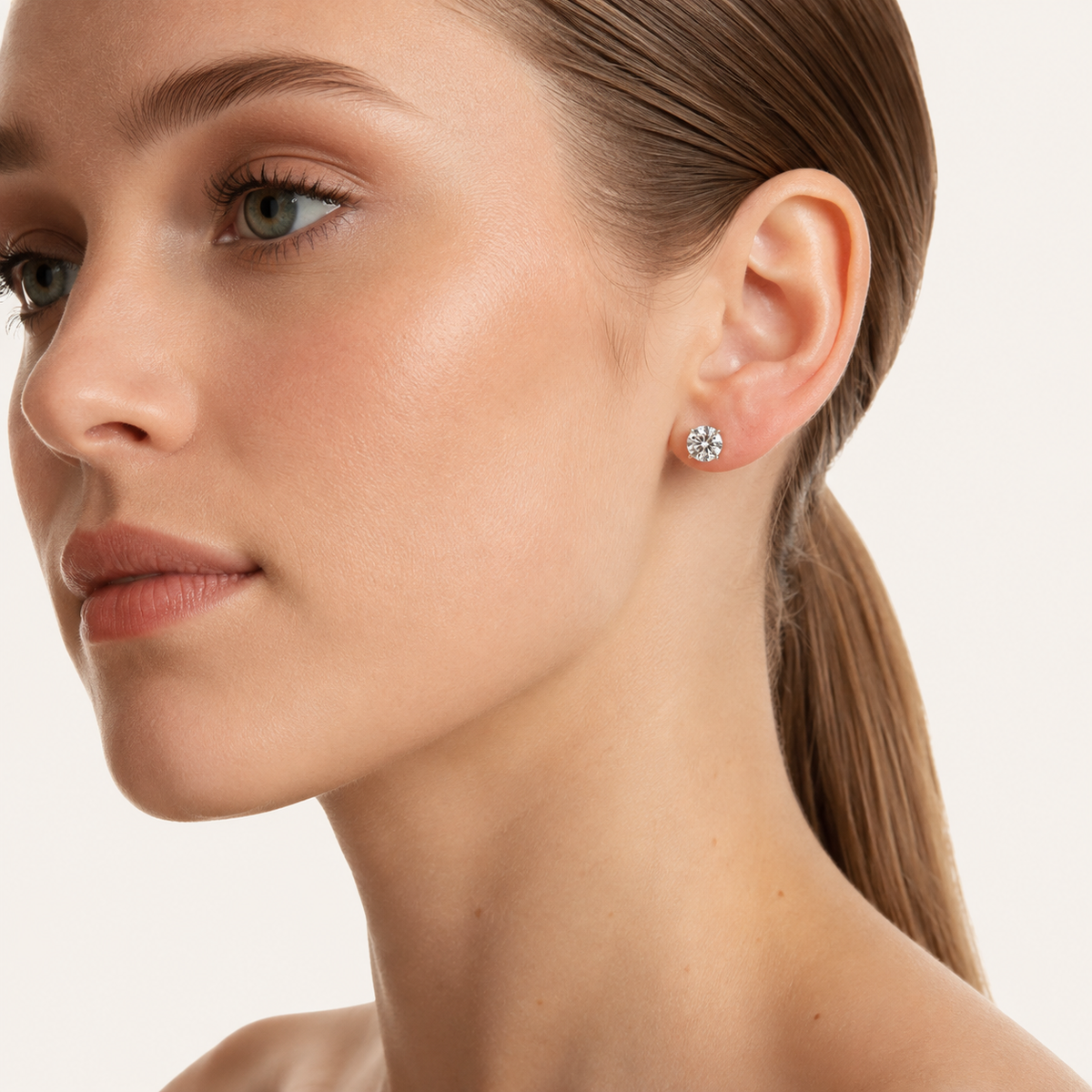 3CT Round Cut Lab Grown Diamond Hidden Halo Stud Earrings