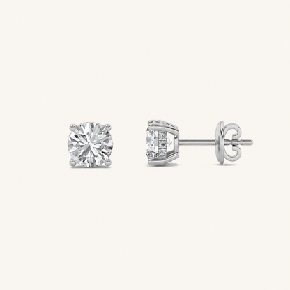 5CT Round Cut Lab Grown Diamond Hidden Halo Stud Earrings