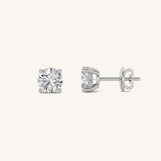 5CT Round Cut Lab Grown Diamond Hidden Halo Stud Earrings