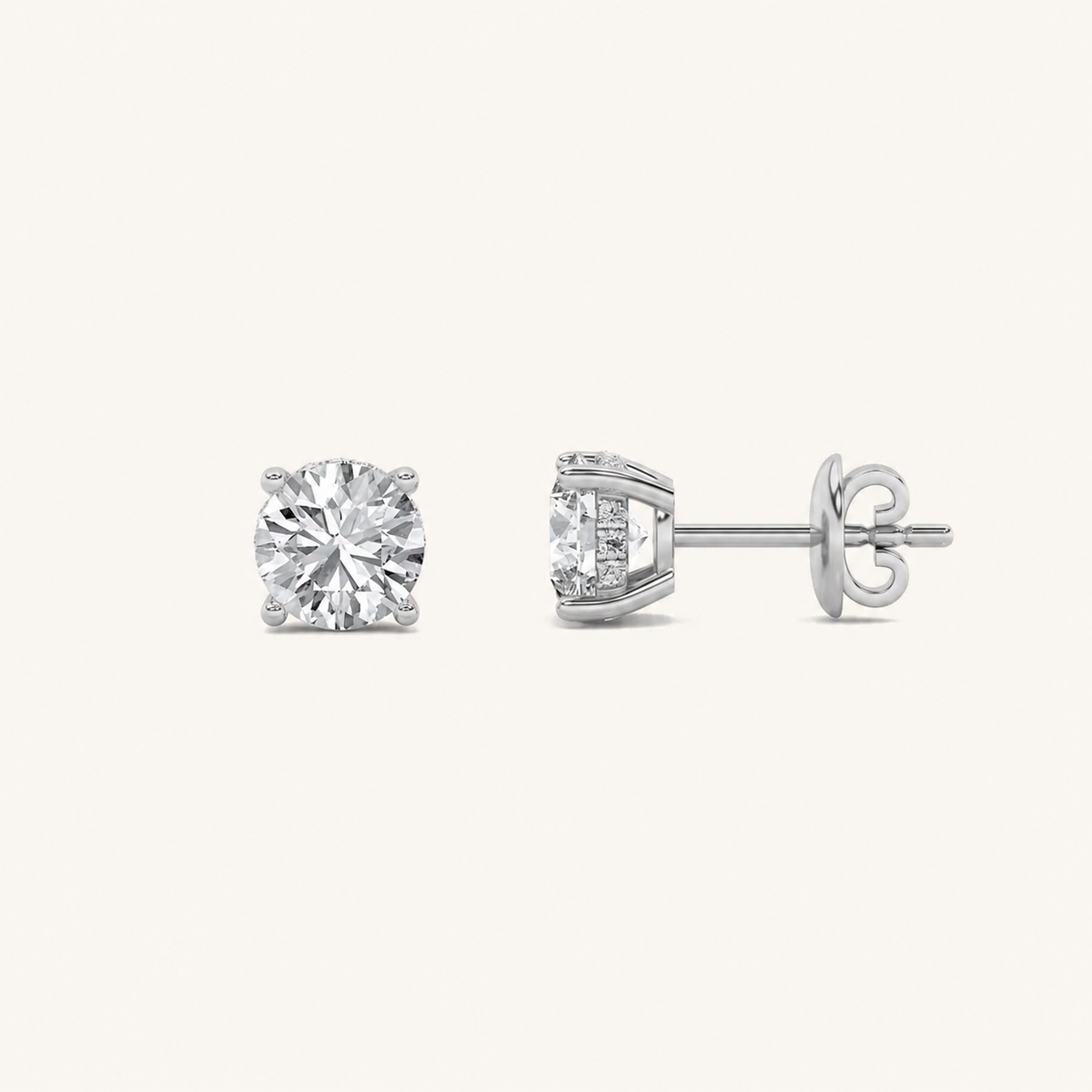 3CT Round Cut Lab Grown Diamond Hidden Halo Stud Earrings