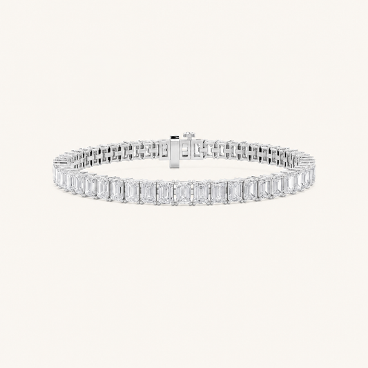 12.5CT Emerald Cut Lab Grown Diamond Tennis Bracelet