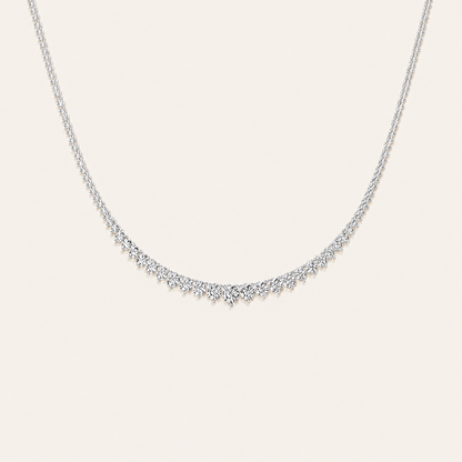 10Ct Round Cut Lab Grown Diamond Three Prong Graduating Tennis Necklace