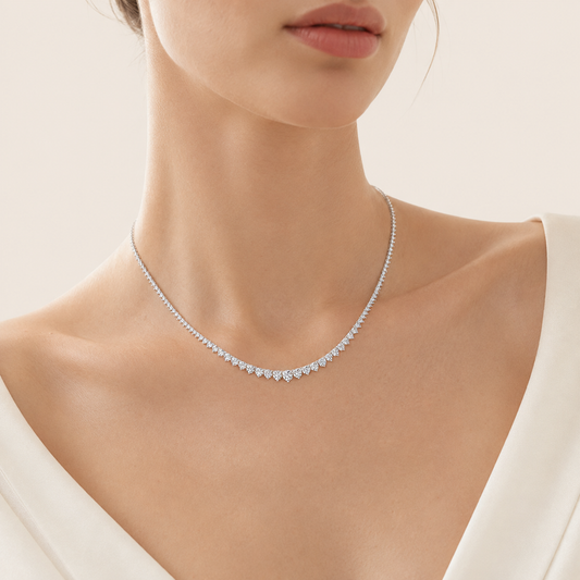 15CT Round Cut Lab Grown Diamond Tennis Necklace
