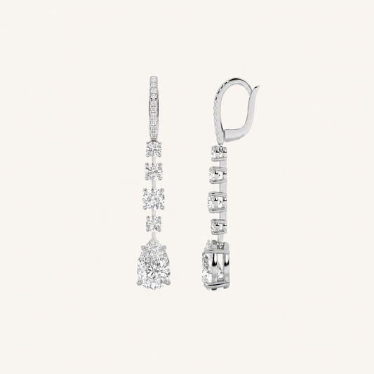 4.5CT Pear Cut Lab Grown Diamond Dangle Earrings