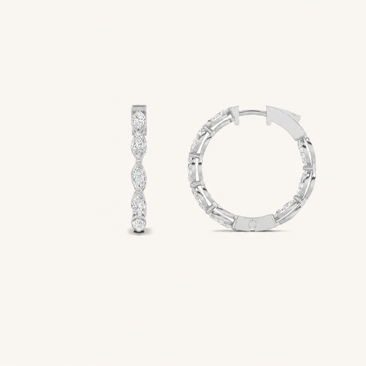 3CT Marquise Cut Lab Grown Diamond Inside Out Hoop Earrings