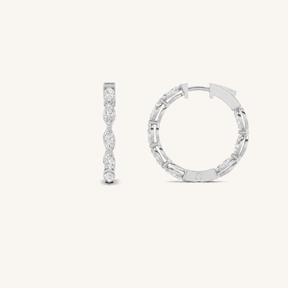 4CT Marquise Cut Lab Grown Diamond Inside Out Hoop Earrings