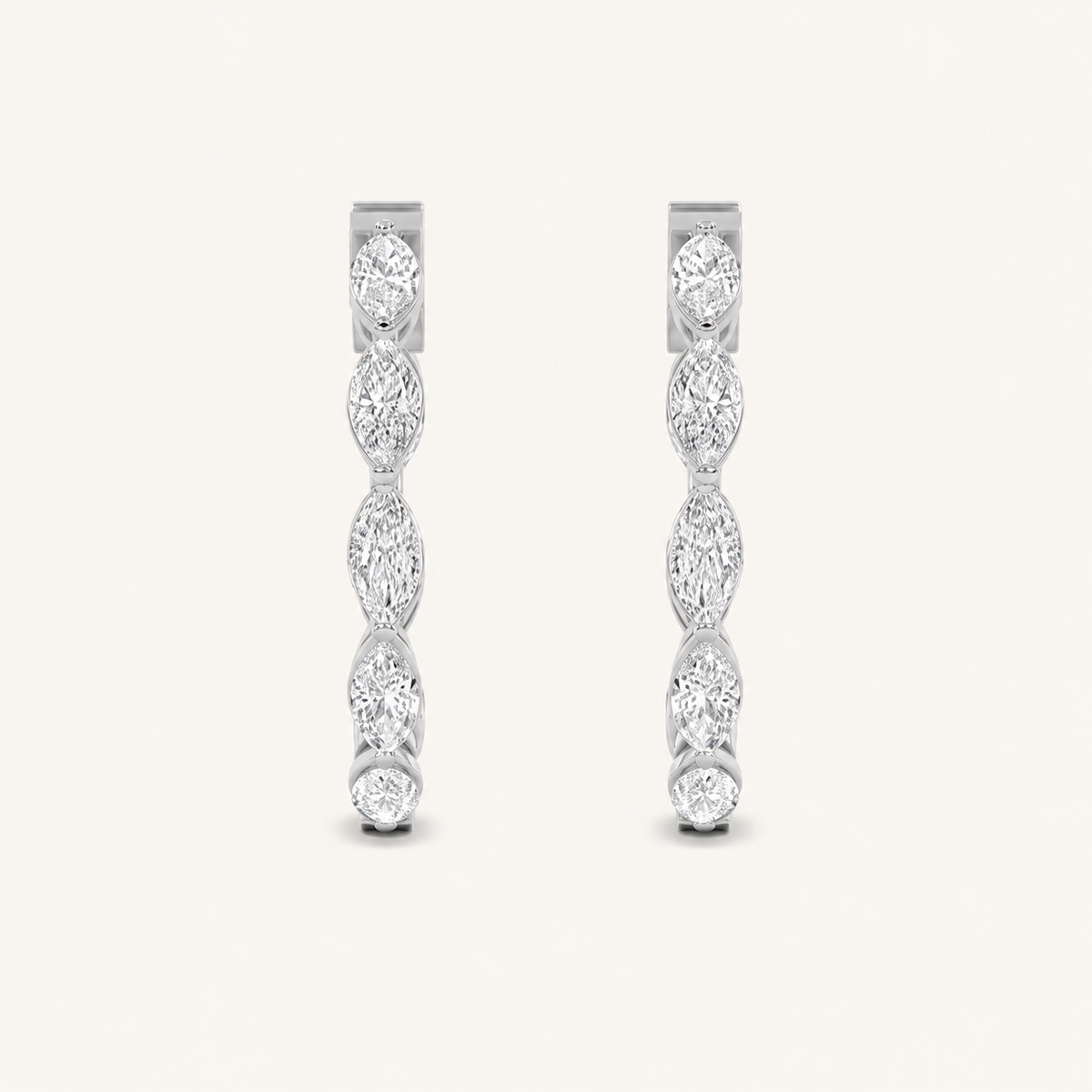 4CT Marquise Cut Lab Grown Diamond Inside Out Hoop Earrings