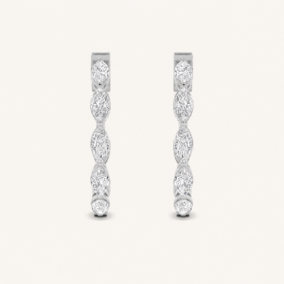 4CT Marquise Cut Lab Grown Diamond Inside Out Hoop Earrings