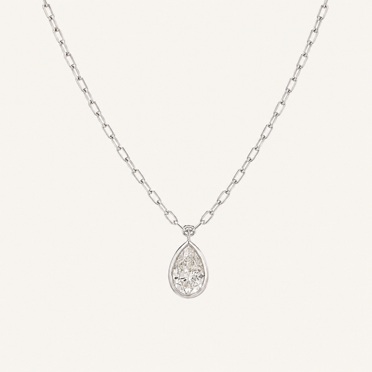 2CT Pear Cut Lab Grown Diamond Pendant Necklace