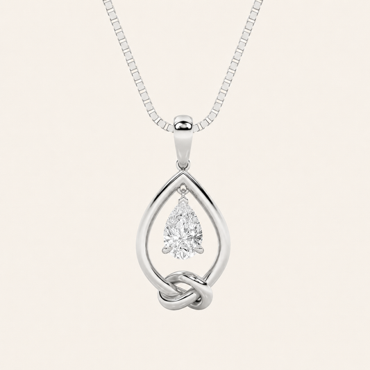 1CT Pear Cut Lab Grown Diamond Pendant Necklace