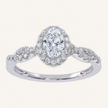 0.52 CT Oval Cut Lab Grown Diamond Halo Side Stone Ring