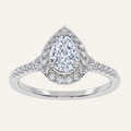 0.50 CT Pear Cut Lab Grown Diamond Promise Halo Side Stone Ring