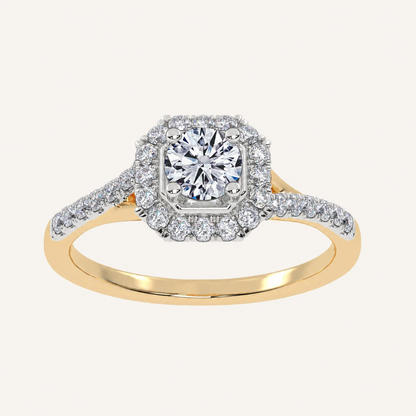 0.50 CT Round Cut Diamond Promise Halo Side Stone Ring