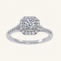 0.50 CT Round Cut Diamond Promise Halo Side Stone Ring