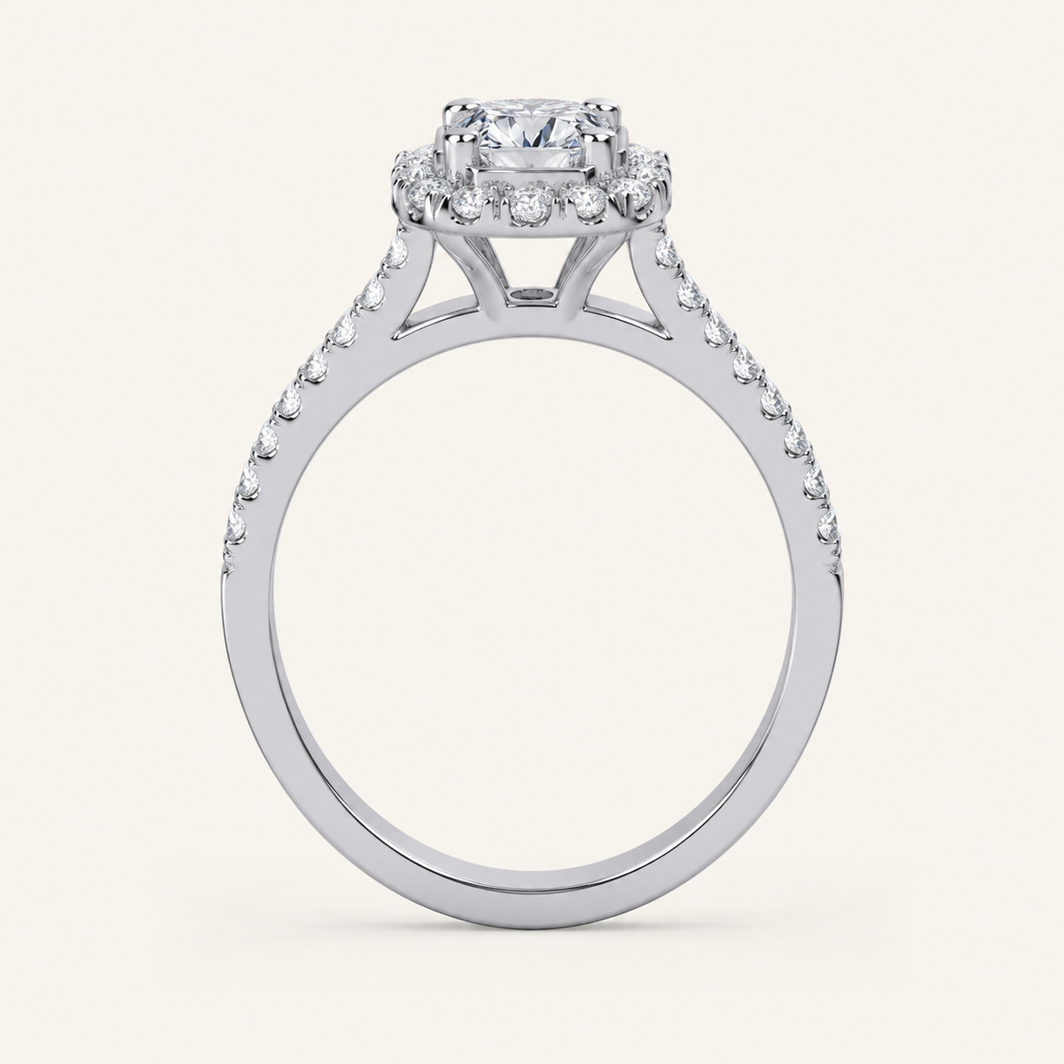 0.50 CT Round Cut Diamond Promise Halo Side Stone Ring
