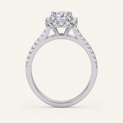 0.50 CT Round Cut Diamond Promise Halo Side Stone Ring