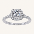 0.50 CT Round Cut Lab Grown Diamond Promise Halo Side Stone Ring