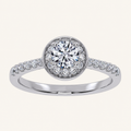 0.50 CT Round Cut Lab Grown Diamond Promise Halo Side Stone Ring