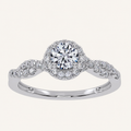 0.53 CT Round Cut Lab Grown Diamond Promise Halo Side Stone Ring