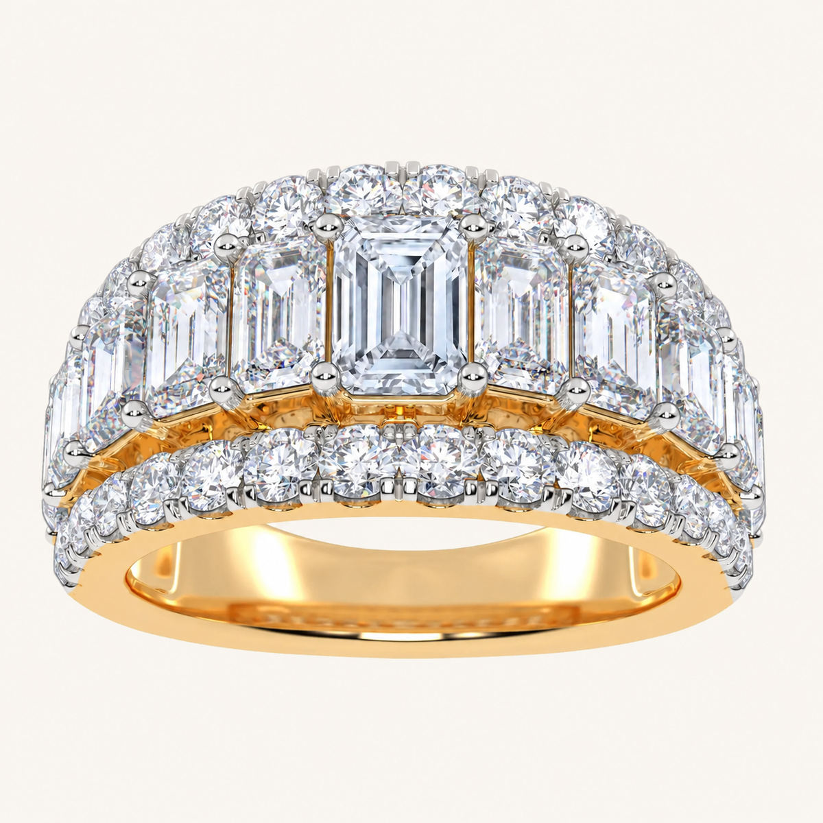 4.00 CT Emerald Certified Lab Grown Diamond Cluster Men's Ring