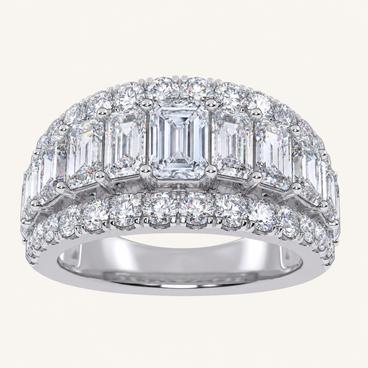 4.00 CT Emerald Certified Lab Grown Diamond Cluster Men's Ring