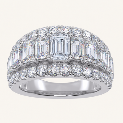 4.00 CT Emerald Certified Lab Grown Diamond Cluster Men's Ring