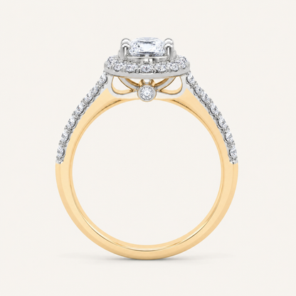 0.51CT Oval Cut Lab Grown Diamond Halo Side Stone Ring