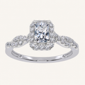 0.51CT Radiant Cut Lab Grown Diamond Halo Side Stone Ring
