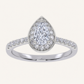 0.51CT Pear Cut Lab Grown Diamond Halo Side Stone Ring