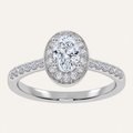 0.51CT Oval Cut Lab Grown Diamond Halo Side Stone Ring