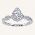 0.51CT Pear Cut Lab Grown Diamond Halo Side Stone Ring