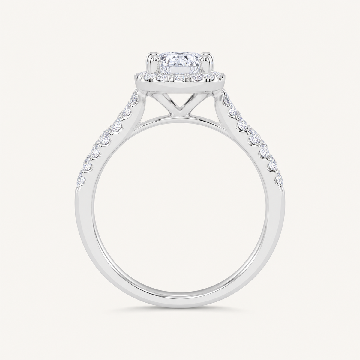 0.51CT Pear Cut Lab Grown Diamond Halo Side Stone Ring