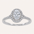 0.52 CT Oval Cut  Lab Grown Diamond Halo Side Stone Ring