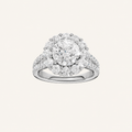 3.25CT Round Cut Certified Lab Grown Diamond Halo Side Stone Ring