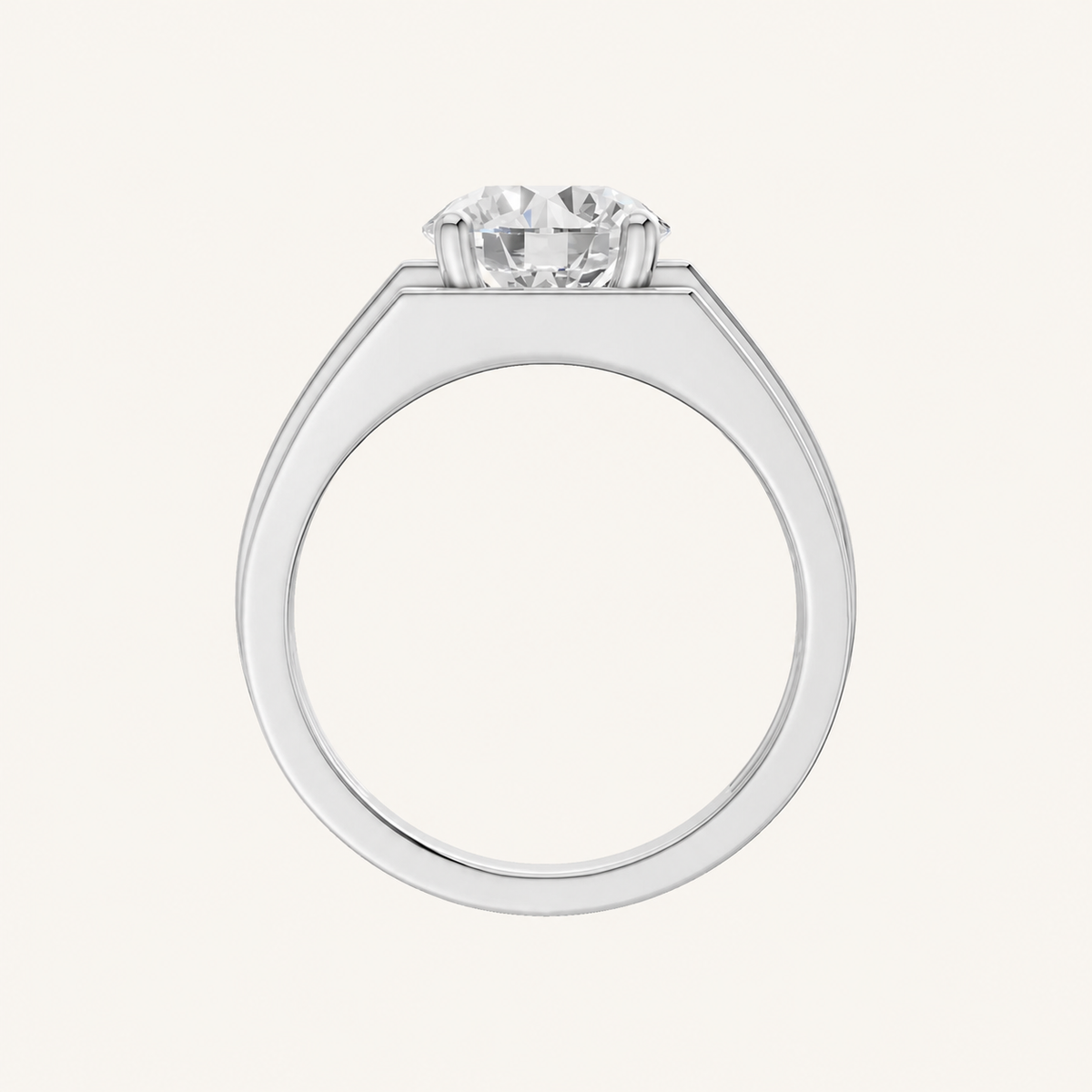 3CT Round Cut Certified Lab Grown Diamond Solitaire Men's Ring