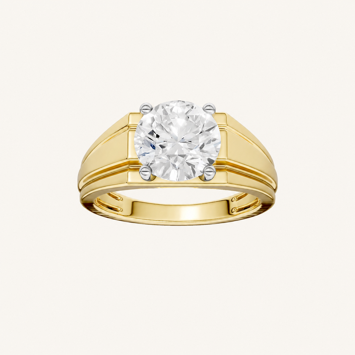 3CT Round Cut Certified Lab Grown Diamond Solitaire Men's Ring