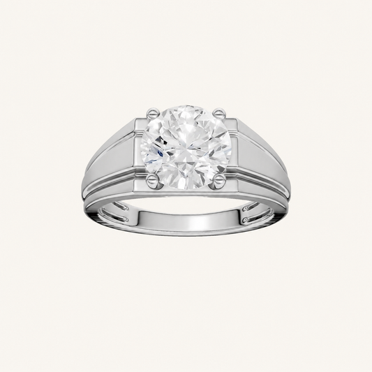 3CT Round Cut Certified Lab Grown Diamond Solitaire Men's Ring