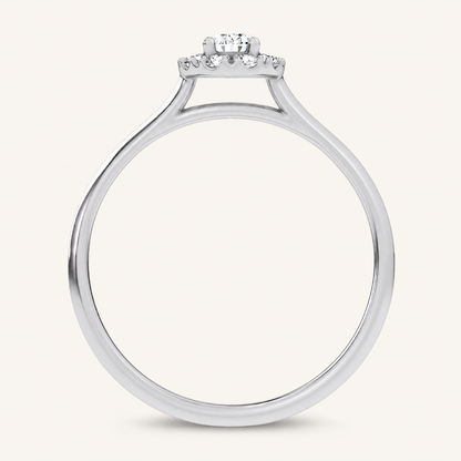 0.33CT Oval Cut Certified Lab Grown Diamond Promise Halo Side Stone Ring