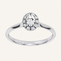 0.33CT Oval Cut Certified Lab Grown Diamond Promise Halo Side Stone Ring