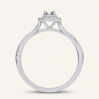 0.33CT Round Cut Certified Lab Grown Diamond Halo Side Stone Ring