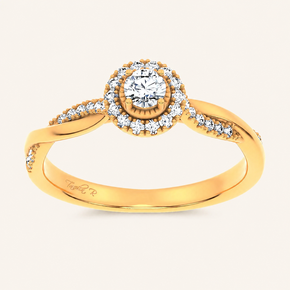 0.33CT Round Cut Certified Lab Grown Diamond Halo Side Stone Ring