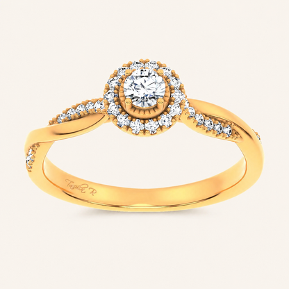 0.33CT Round Cut Certified Lab Grown Diamond Halo Side Stone Ring